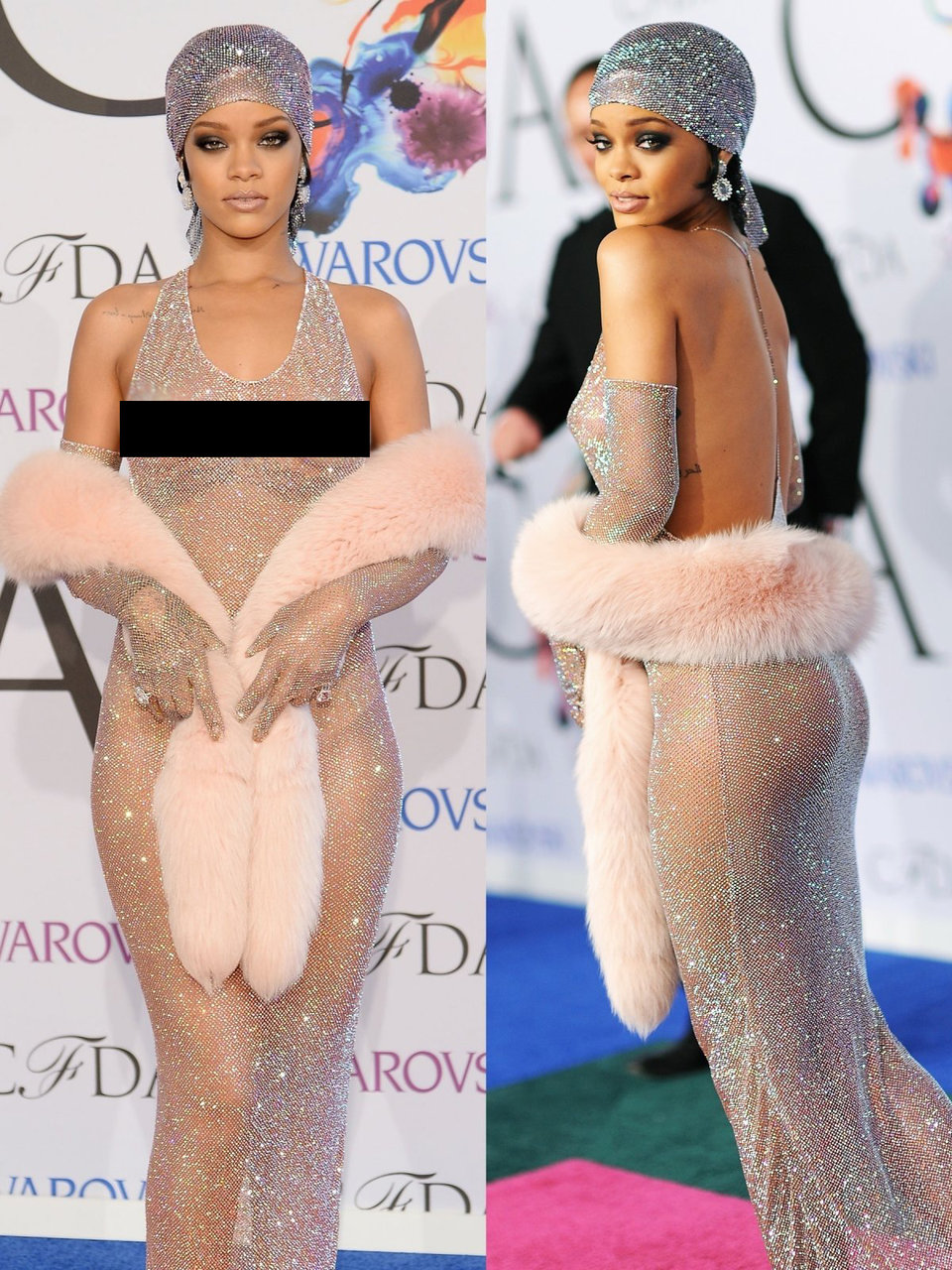rihanna really took the naked concept to a new level at the 2014 cfda awards