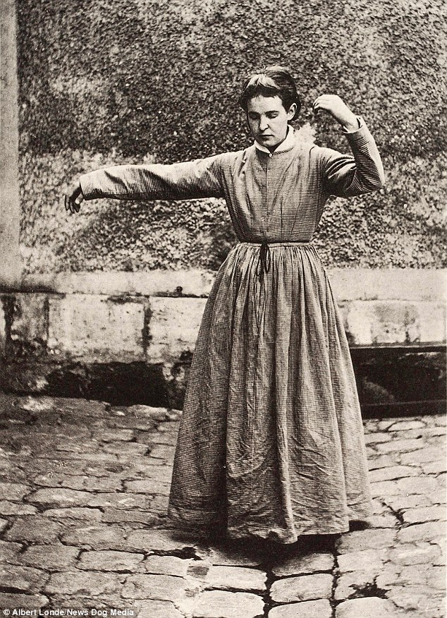 a female patient with melancholic catalepsy a form of hysteria photographed in the 1890s