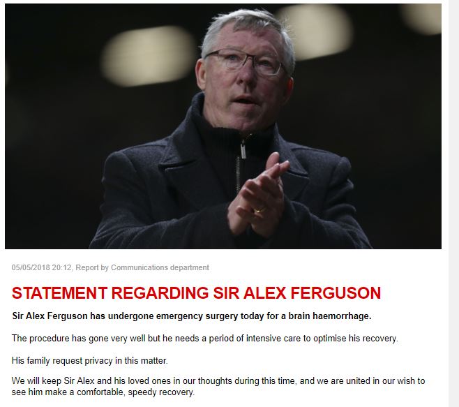 statement regarding sir alex ferguson