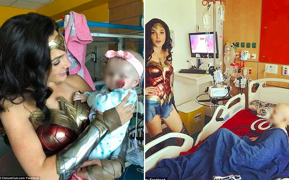 'Wonder Woman' Gal Gadot mặc trang phục siêu anh hùng đến thăm bệnh viện nhi