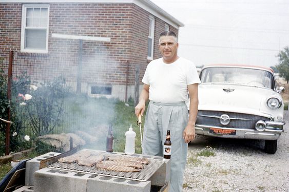This is what a backyard barbeque looked like. this is what a backyard barbeque looked like
