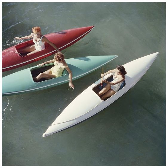 this is what young women canoeing on the nevada side of lake tahoe looked like in 1959