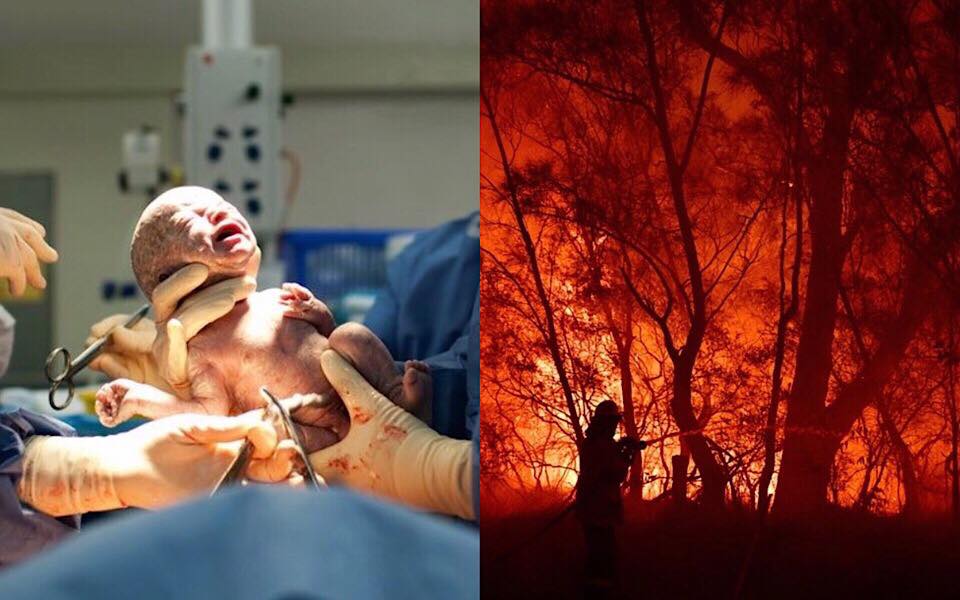 Đau đớn nhìn những đứa trẻ sinh ra trong căn phòng ngập tràn khói lửa từ trận cháy rừng ở Úc