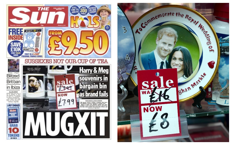 'Mugxit': Quà lưu niệm in hình Harry và Meghan được 'sale off' đến 50% nhưng không ai thèm mua