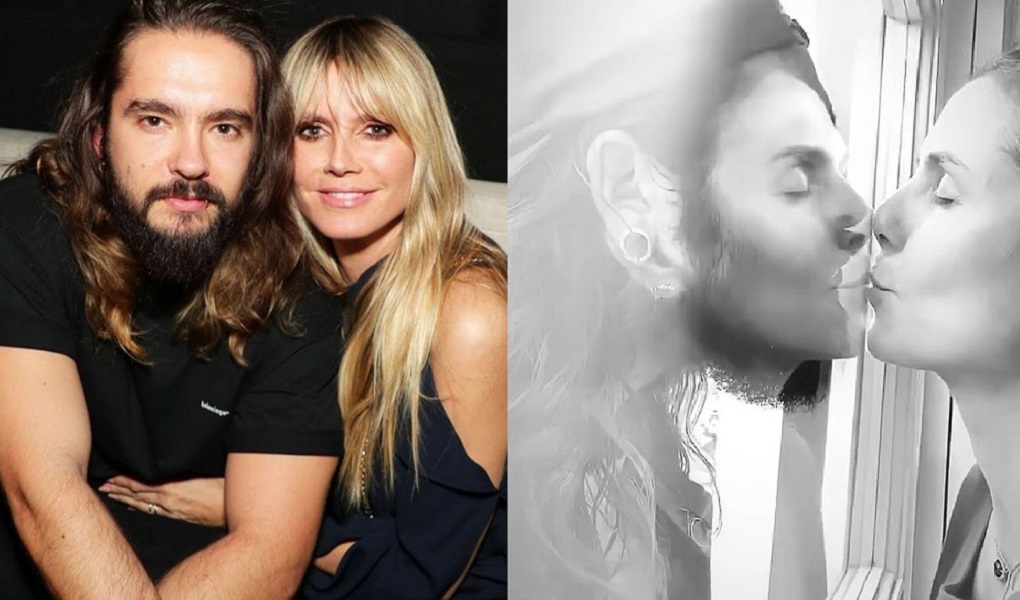 Vợ chồng Heidi Klum và Tom Kaulitz hôn nhau qua tấm kính khi đang bị cách ly dịch covid-19