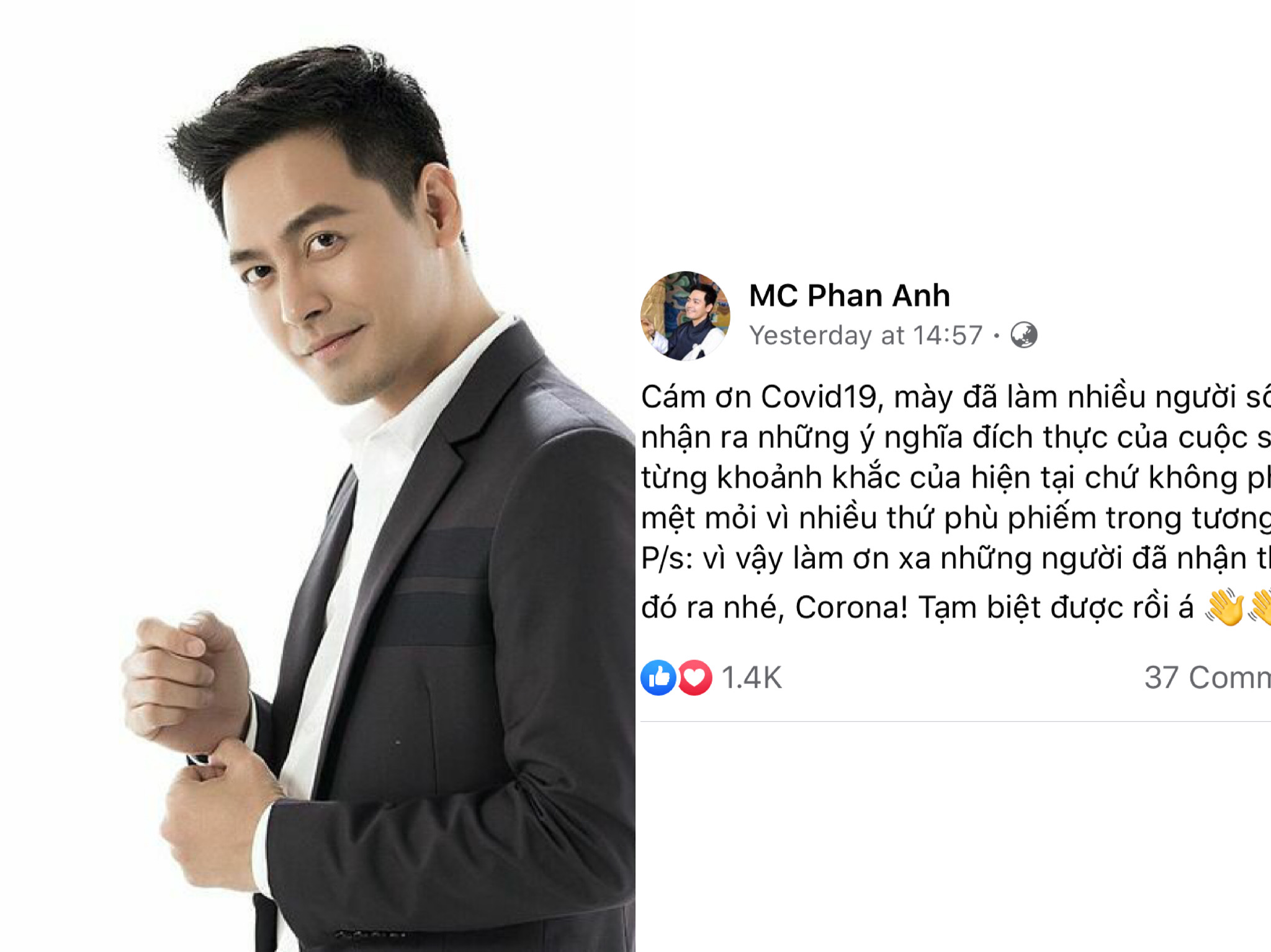 MC Phan Anh gây tranh cãi với phát ngôn 'Cám ơn Covid-19'