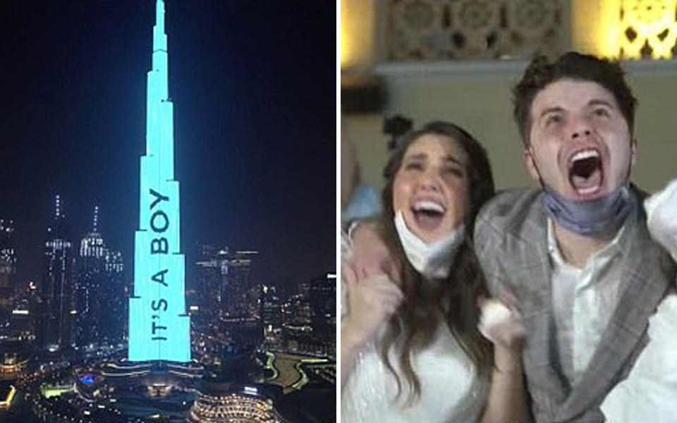 Cặp đôi chơi lớn thuê cả toà nhà cao nhất thế giới Burj Khalifa để thông báo giới tính con sắp chào đời