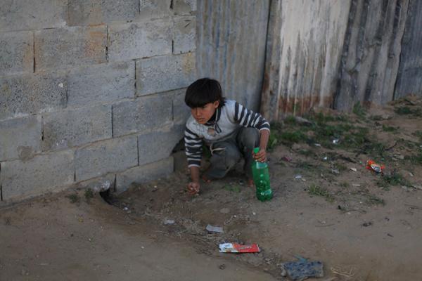 in a palestinian home living on 112 month per adult the favorite toy is a plastic bottle