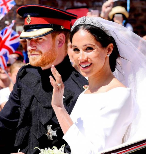 prince harry and american actress meghan markle at thwie wedding ceremony in windsor castle