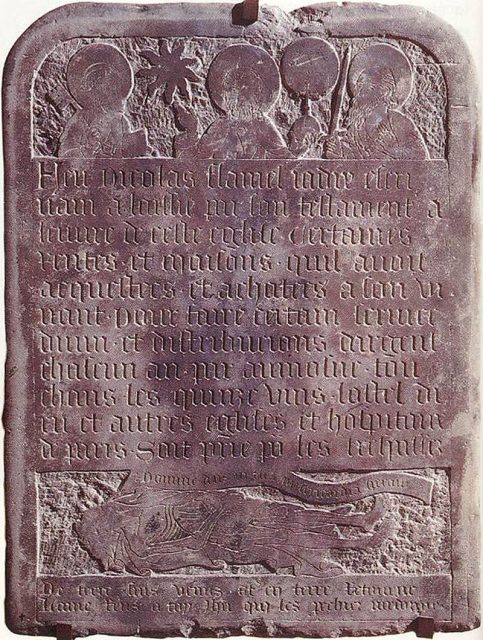 tombstone of nicolas flamel 1418 paris musee de cluny 483x640