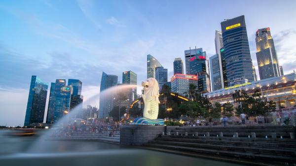 singapore skyline with merlion