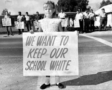 we want to keep our white school girl in a demonstration against the end of segregation in schools