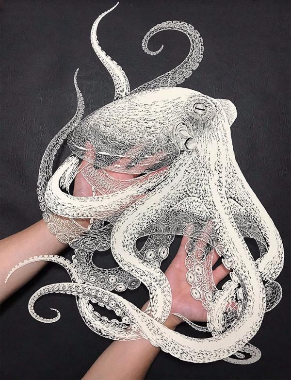 kirie art paper cutting octopus masayo fukuda japan 2 1 1
