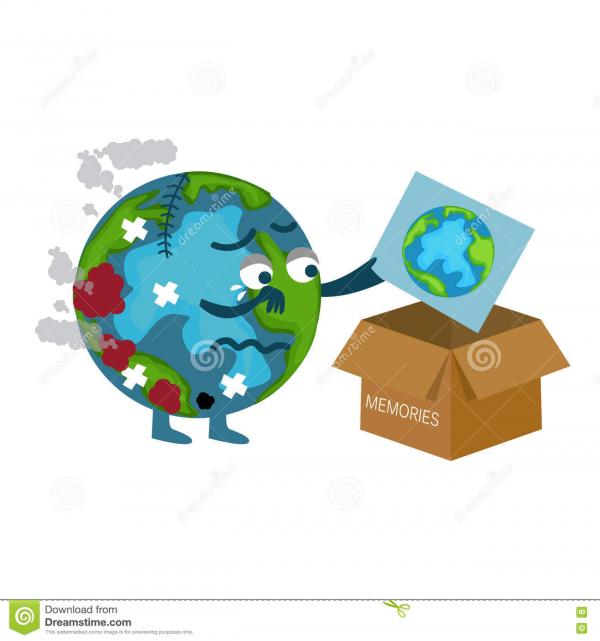 damaged earth cartoon throwing picture previous better condition vector 73669503