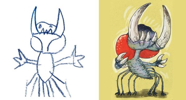 artists transform kids doodles art monsters8
