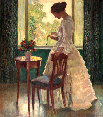 a lady reading a book