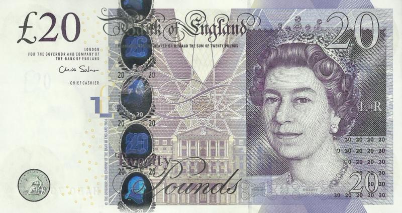 british 20 pound banknote front issued 2006 47f