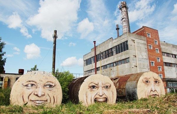 russian artist turns old buildings into the creepy watchers of your nightmares x photos 2