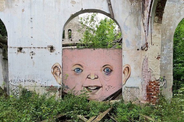 russian artist turns old buildings into the creepy watchers of your nightmares x photos 25 6