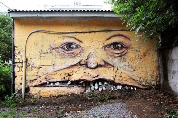 russian artist turns old buildings into the creepy watchers of your nightmares x photos 7