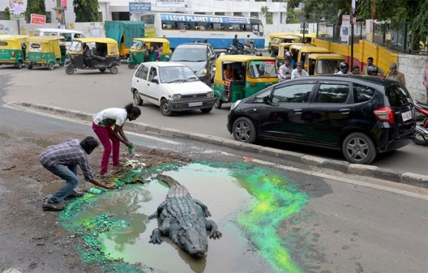 man draws attention to messed up roads in best way possible xx photos 14